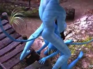 Avatar divinity anal knullet av stor blå putz